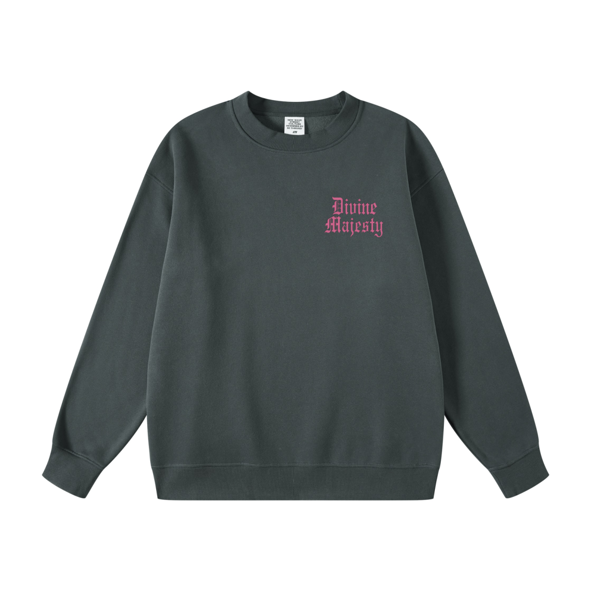 345GSM Women's Fleece-Lined Solid-Color Crewneck Sweatshirt Dark Gray