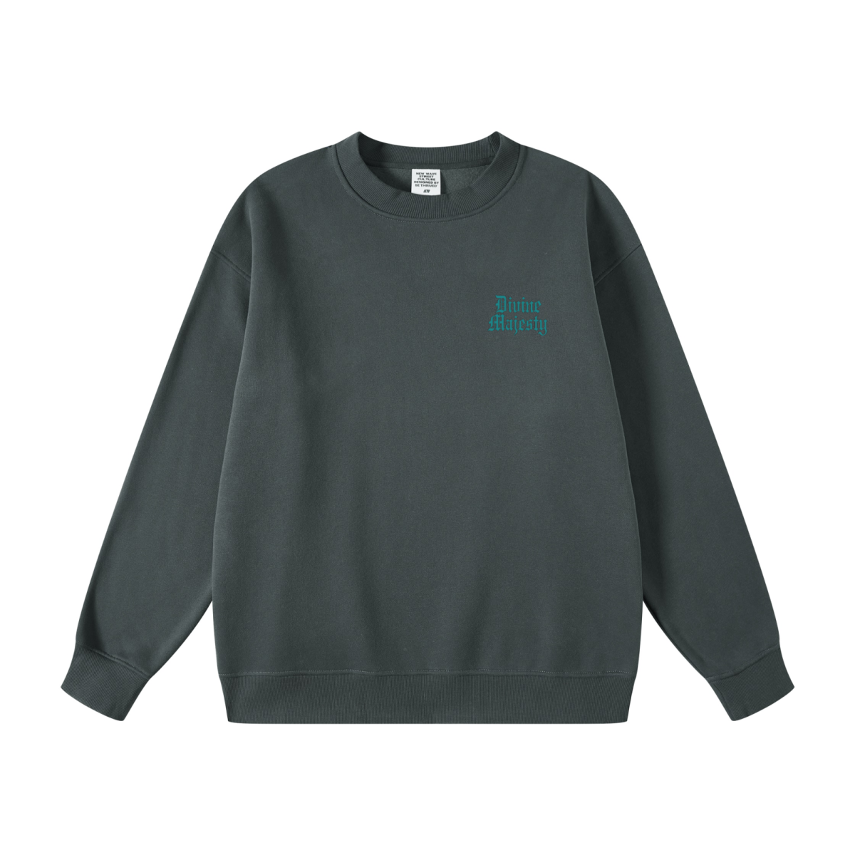 345GSM Women's Fleece-Lined Solid-Color Crewneck Sweatshirt Dark Gray