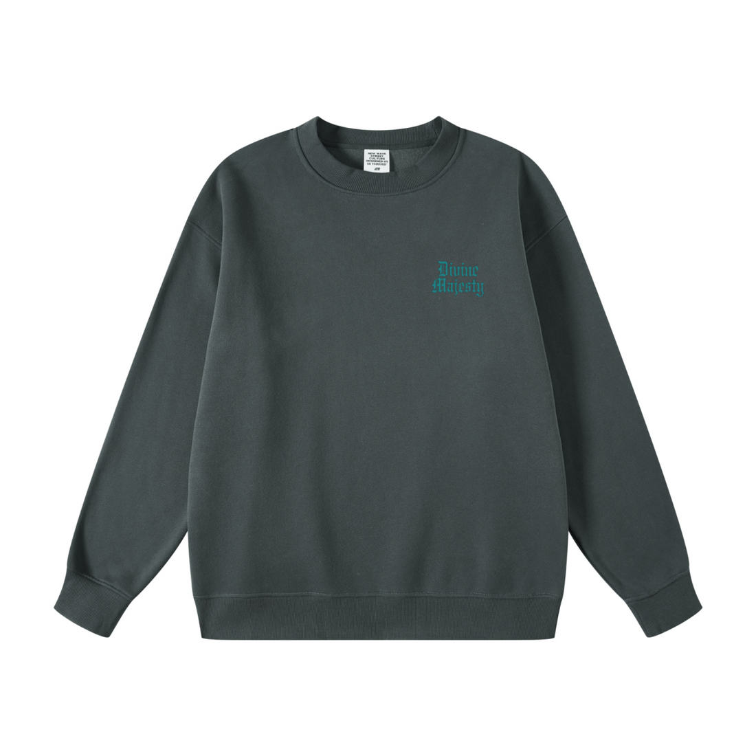 345GSM Women's Fleece-Lined Solid-Color Crewneck Sweatshirt Dark Gray