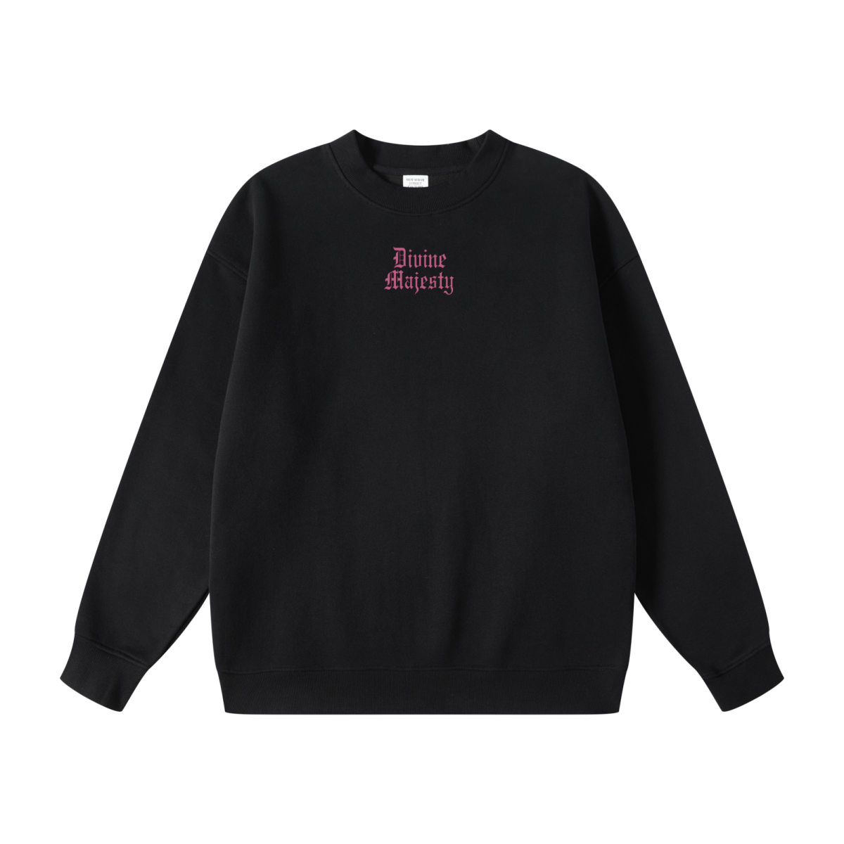 345GSM Women's Fleece-Lined Solid-Color Crewneck Sweatshirt Black