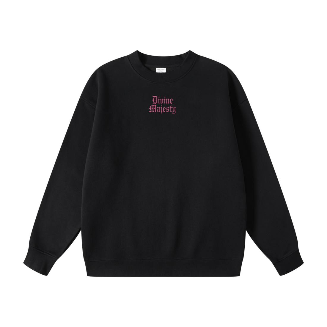 345GSM Women's Fleece-Lined Solid-Color Crewneck Sweatshirt Black