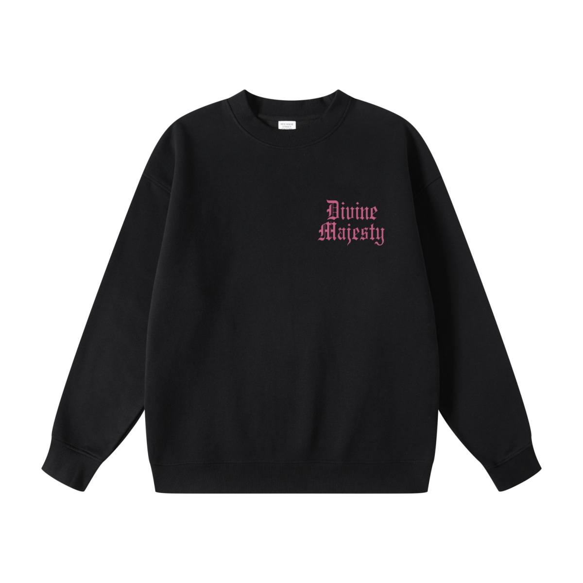 345GSM Women's Fleece-Lined Solid-Color Crewneck Sweatshirt Black