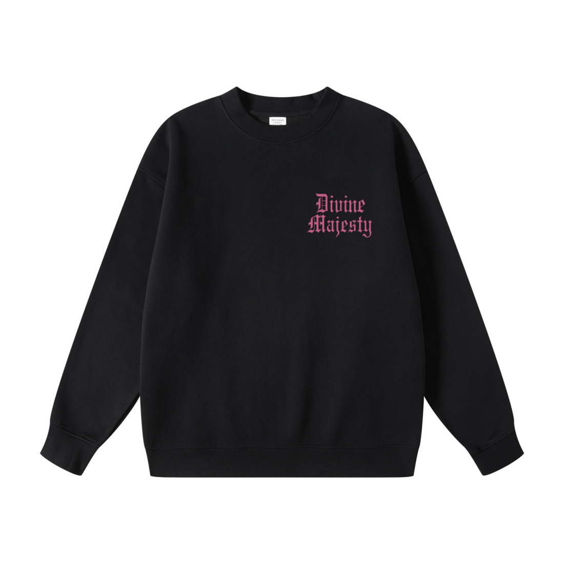 345GSM Women's Fleece-Lined Solid-Color Crewneck Sweatshirt Black