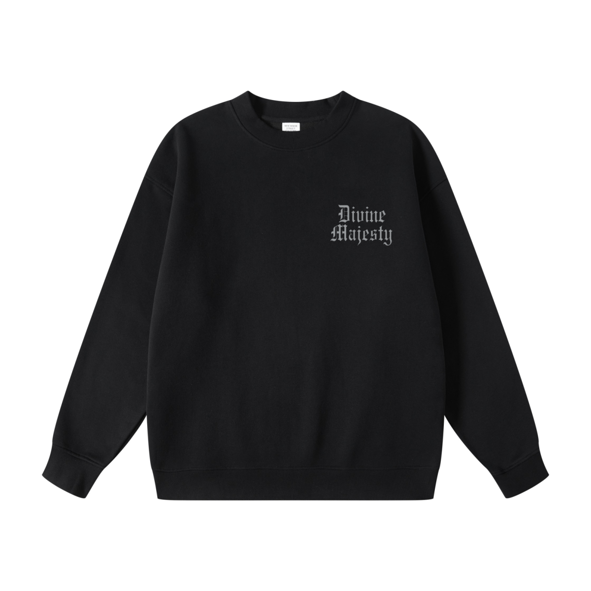 345GSM Women's Fleece-Lined Solid-Color Crewneck Sweatshirt Black