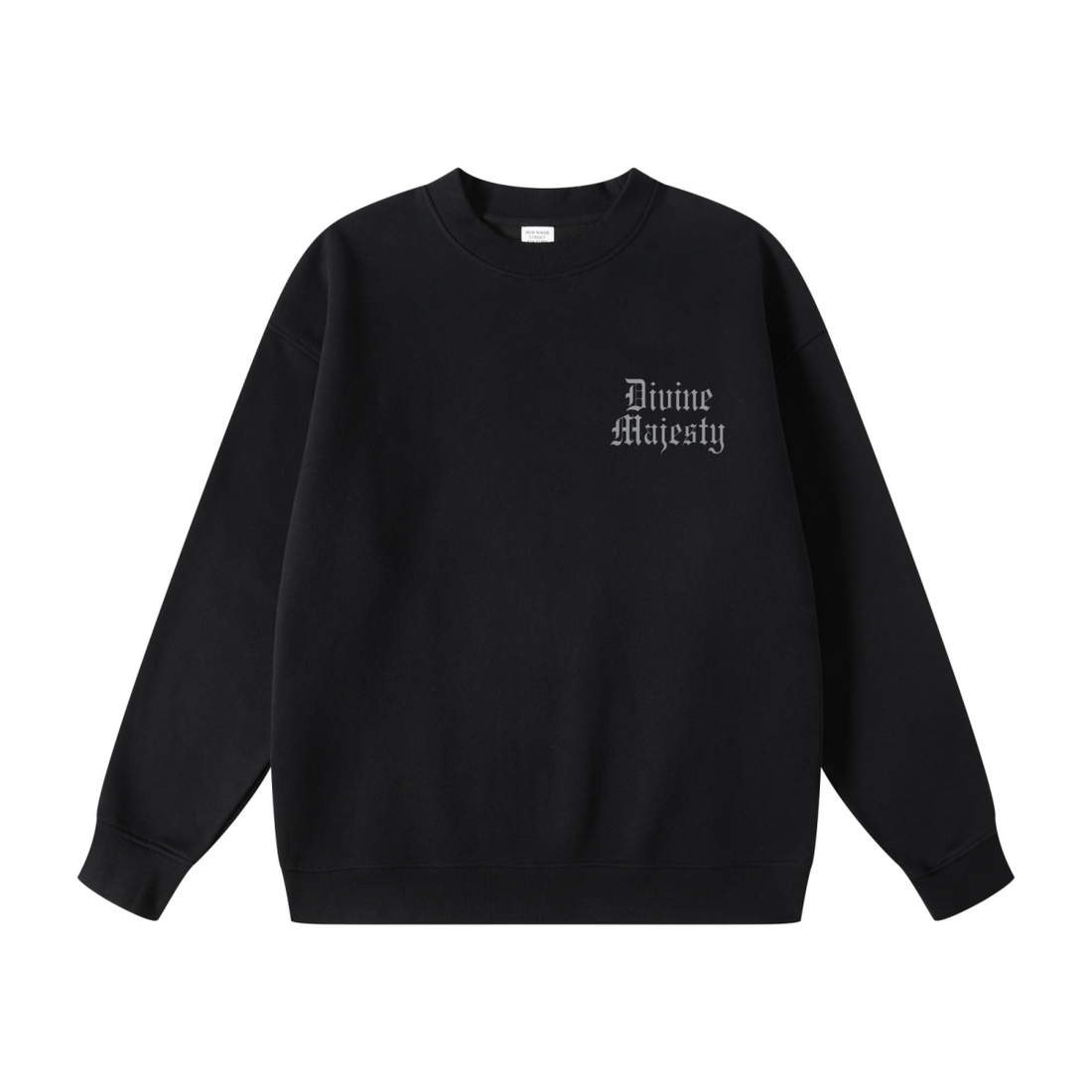 345GSM Women's Fleece-Lined Solid-Color Crewneck Sweatshirt Black