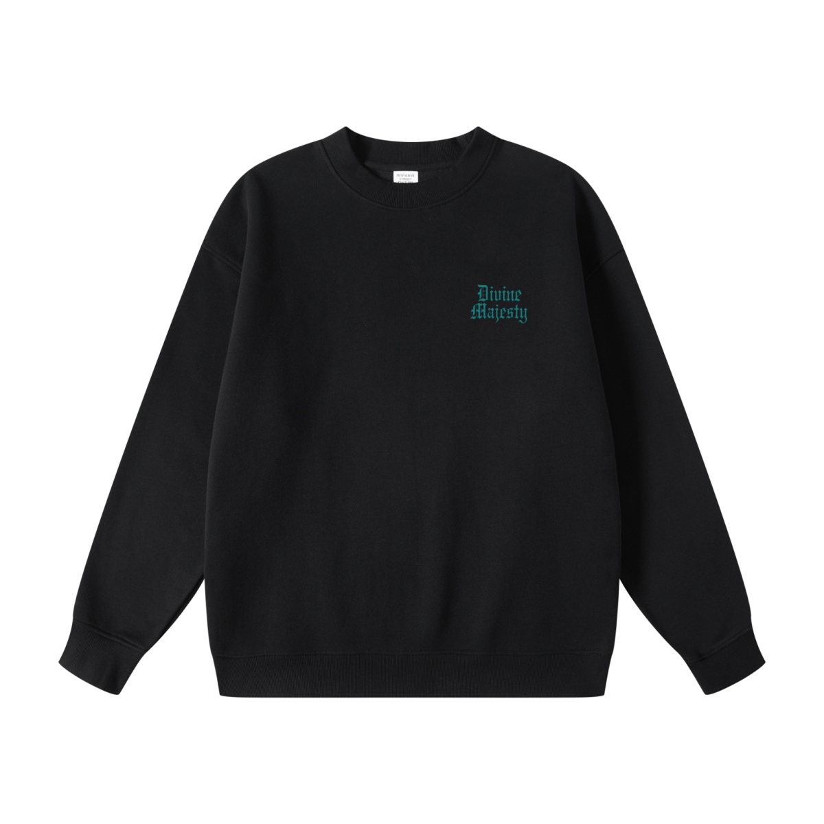 345GSM Women's Fleece-Lined Solid-Color Crewneck Sweatshirt Black