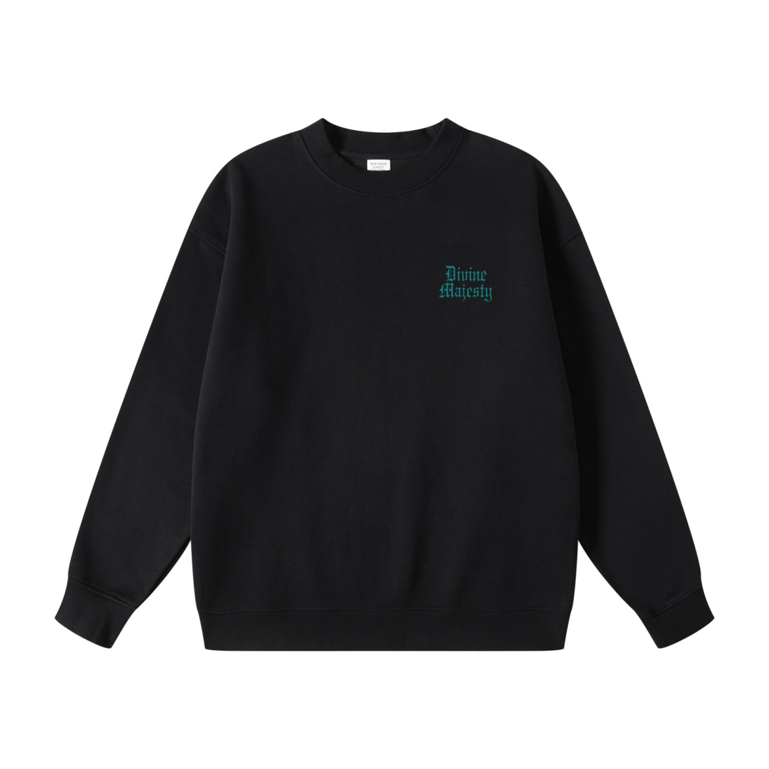 345GSM Women's Fleece-Lined Solid-Color Crewneck Sweatshirt Black