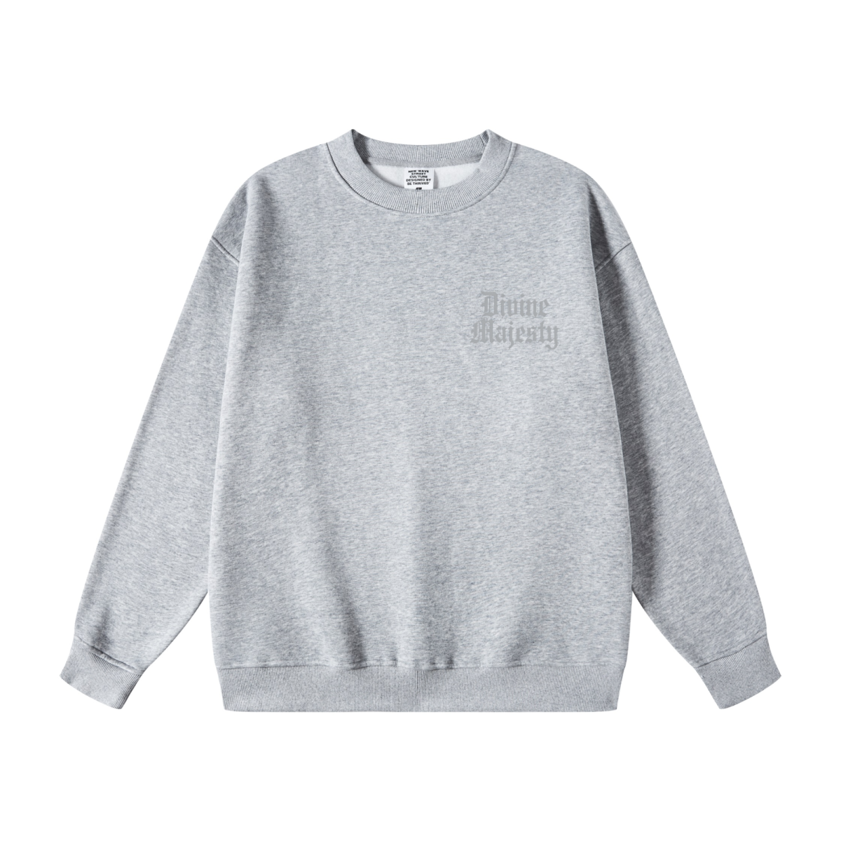 345GSM Women's Fleece-Lined Solid-Color Crewneck Sweatshirt Grey