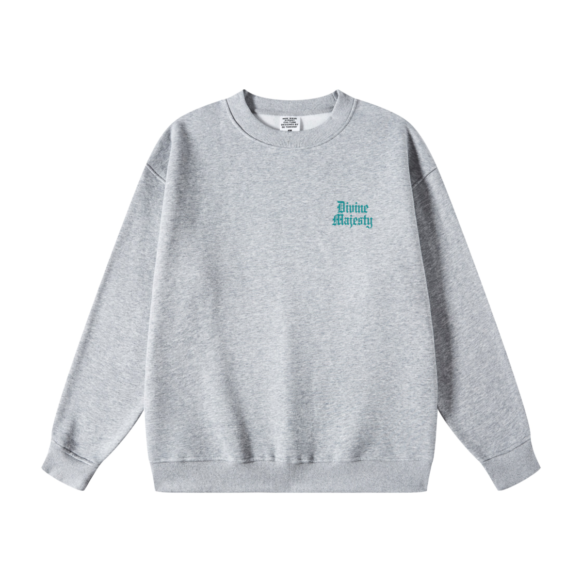 345GSM Women's Fleece-Lined Solid-Color Crewneck Sweatshirt Grey