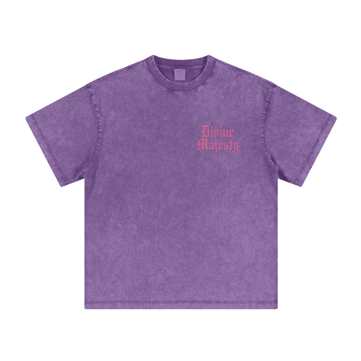 260GSM Women's Heavyweight Batik-Dyed Oversized T-Shirt Purple