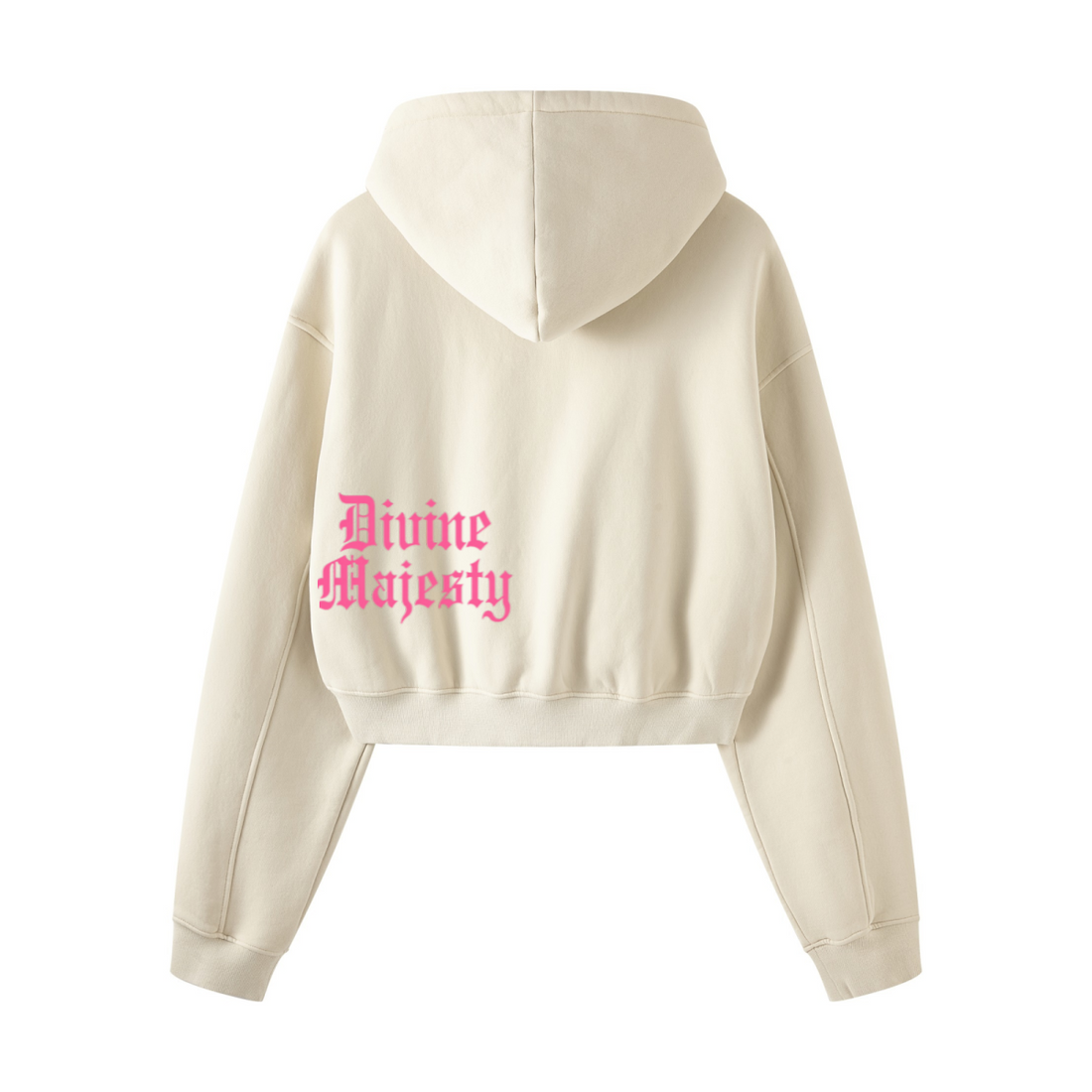 400GSM Women’s Vintage-Wash Cropped Zip-Up Hoodie Gray Apricot