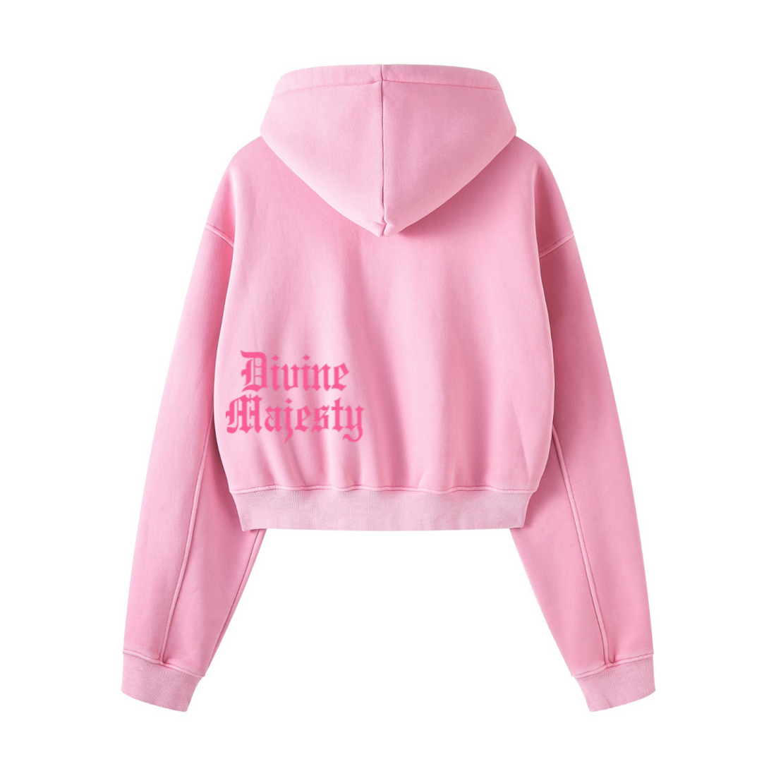 400GSM Women’s Vintage-Wash Cropped Zip-Up Hoodie Rose Pink
