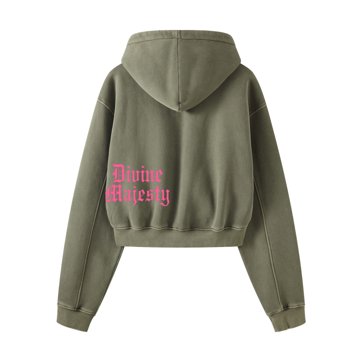 400GSM Women’s Vintage-Wash Cropped Zip-Up Hoodie Coffee Color