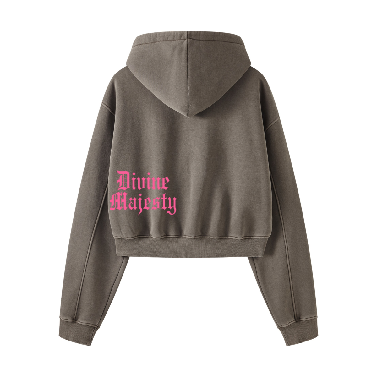 400GSM Women’s Vintage-Wash Cropped Zip-Up Hoodie Coffee
