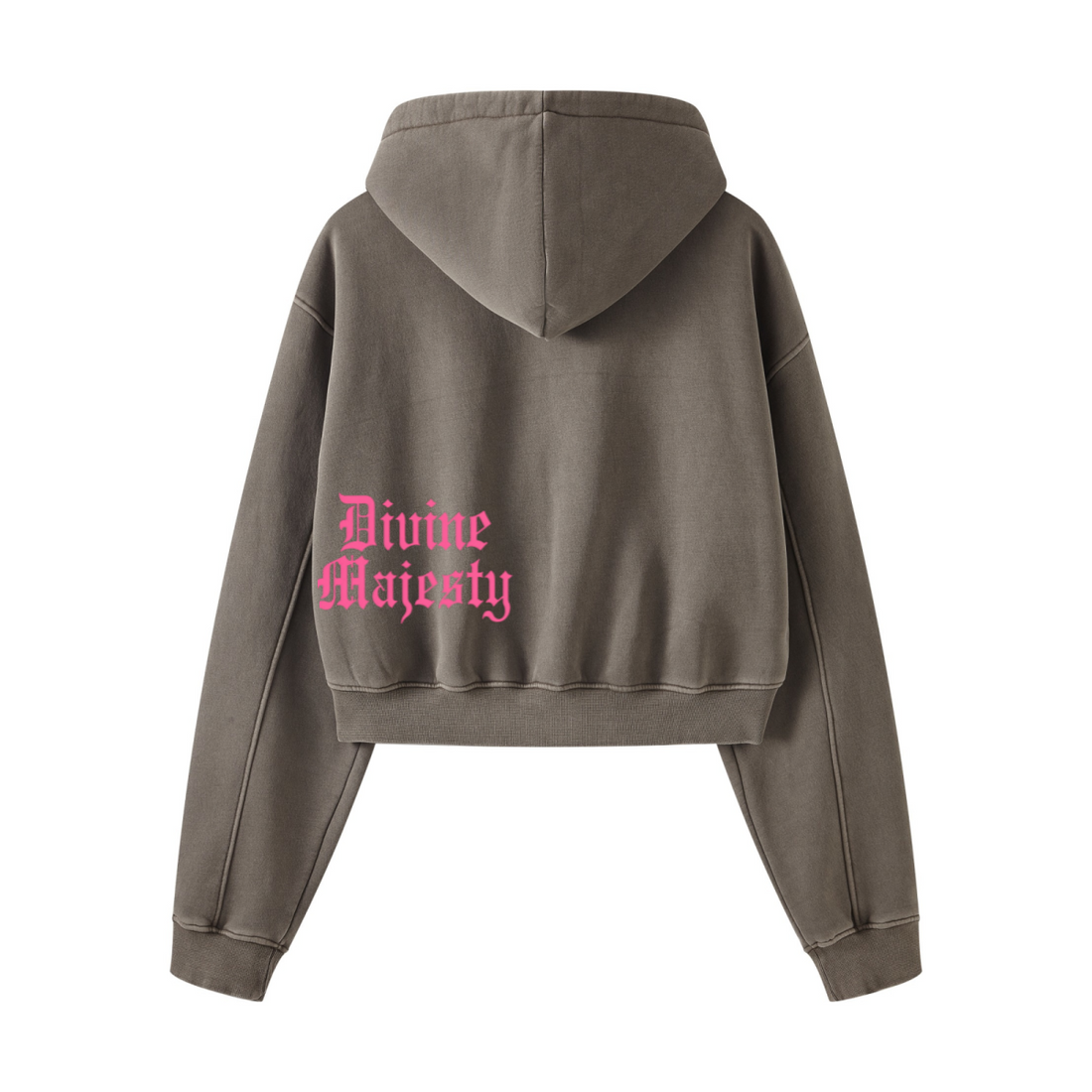 400GSM Women’s Vintage-Wash Cropped Zip-Up Hoodie Coffee