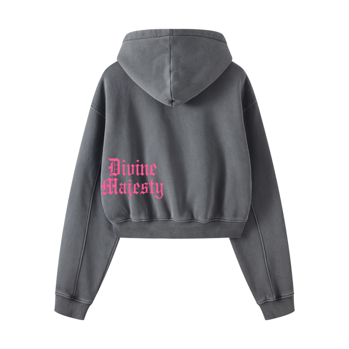 400GSM Women’s Vintage-Wash Cropped Zip-Up Hoodie Dark Gray
