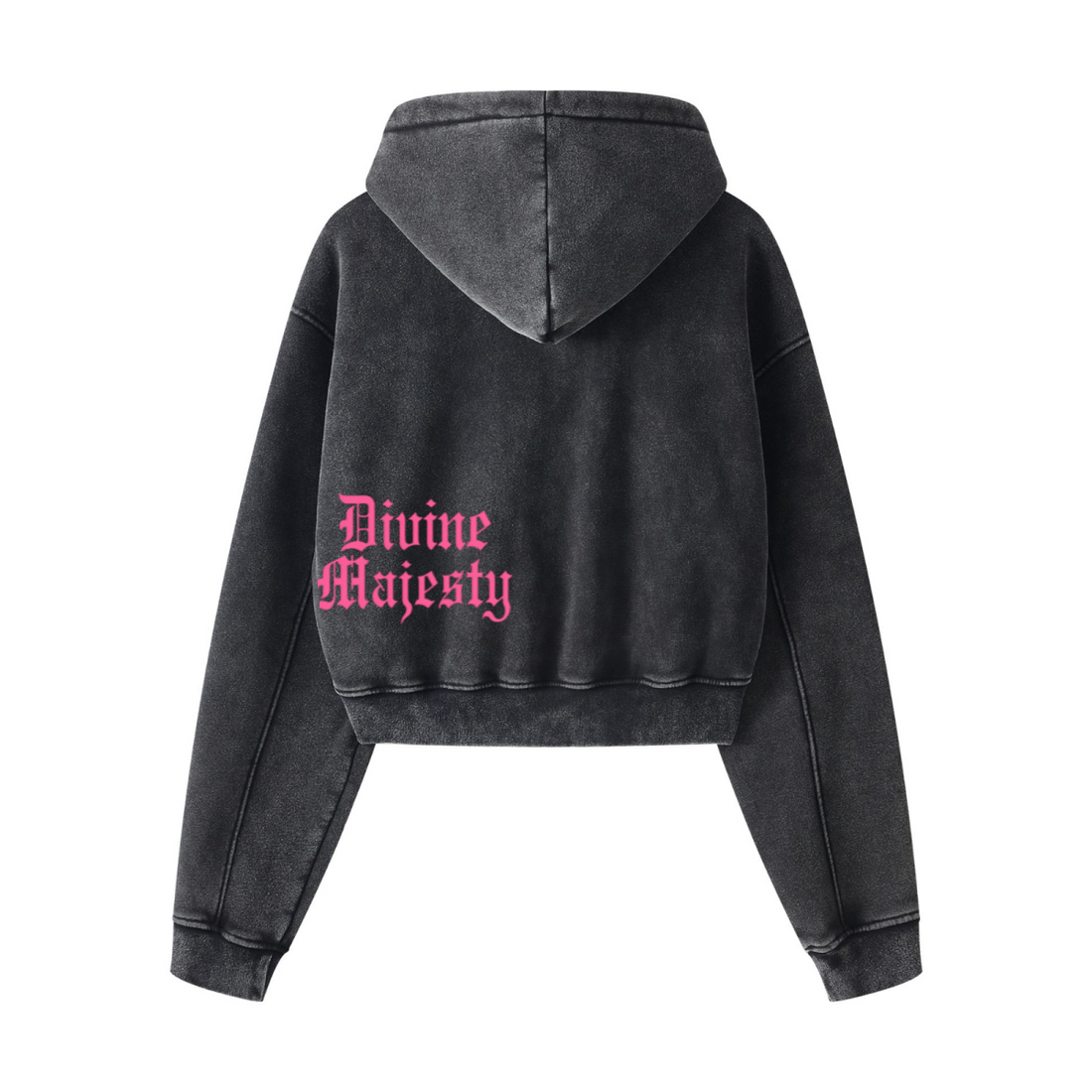 400GSM Women’s Vintage-Wash Cropped Zip-Up Hoodie Snow wash