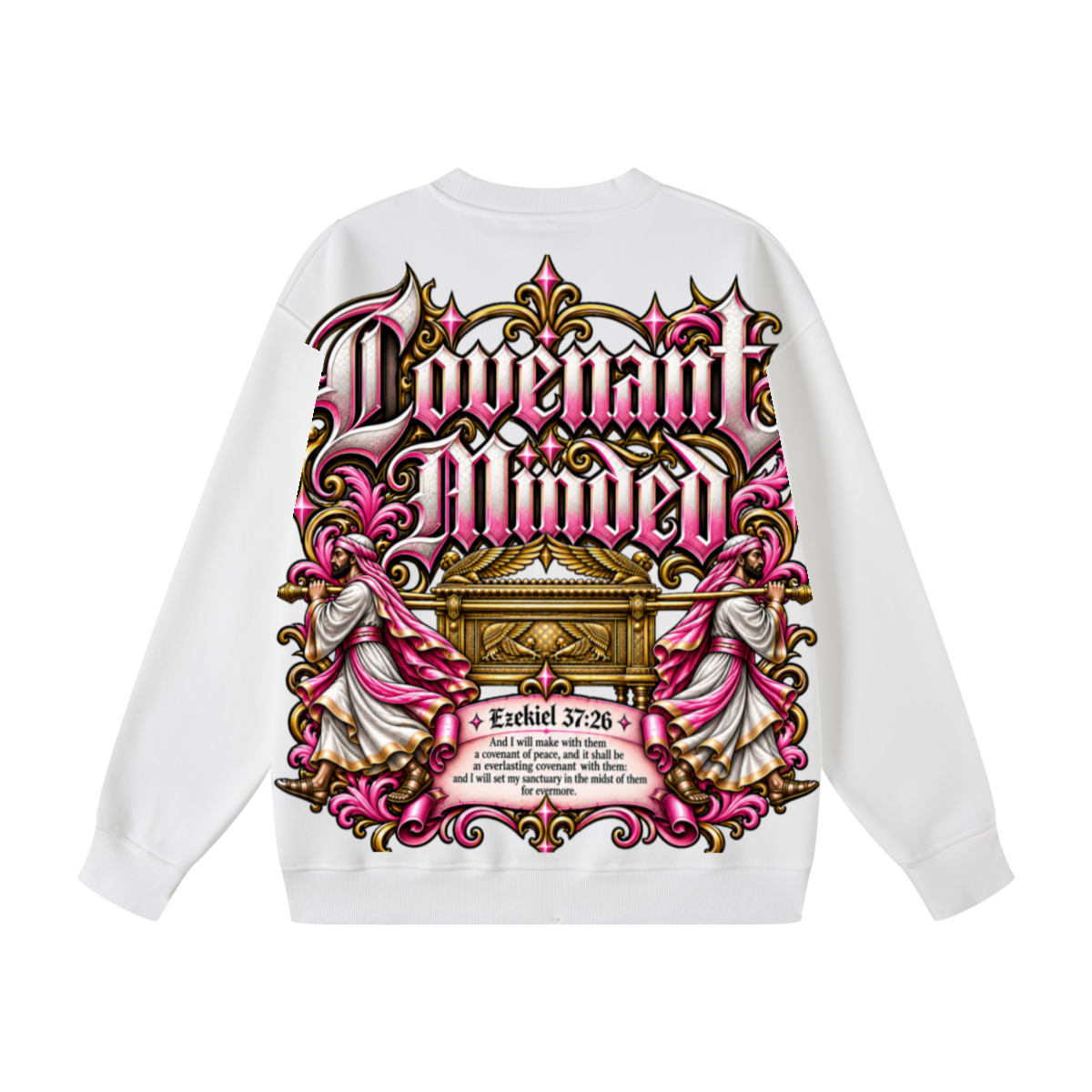 345GSM Women's Fleece-Lined Solid-Color Crewneck Sweatshirt White