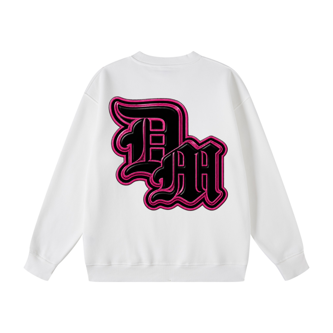 345GSM Women's Fleece-Lined Solid-Color Crewneck Sweatshirt White
