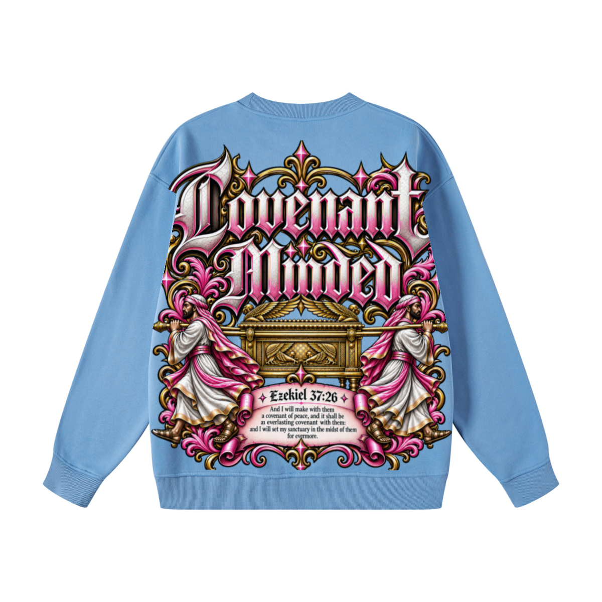 345GSM Women's Fleece-Lined Solid-Color Crewneck Sweatshirt Blue