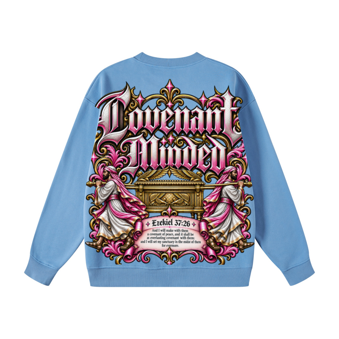 345GSM Women's Fleece-Lined Solid-Color Crewneck Sweatshirt Blue