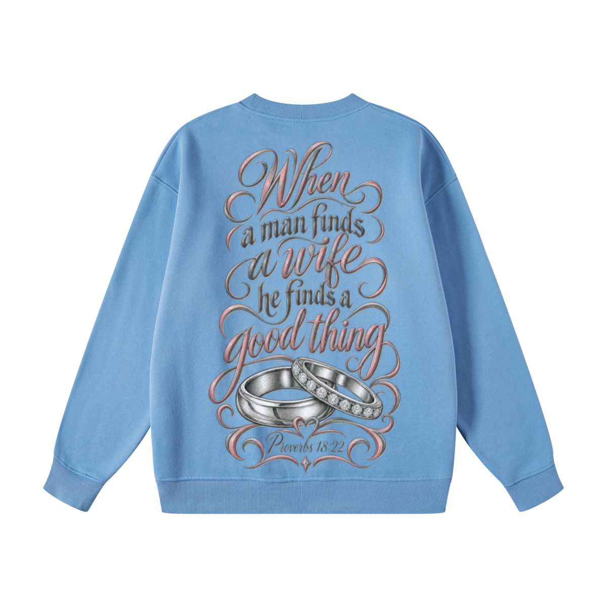 345GSM Women's Fleece-Lined Solid-Color Crewneck Sweatshirt Blue