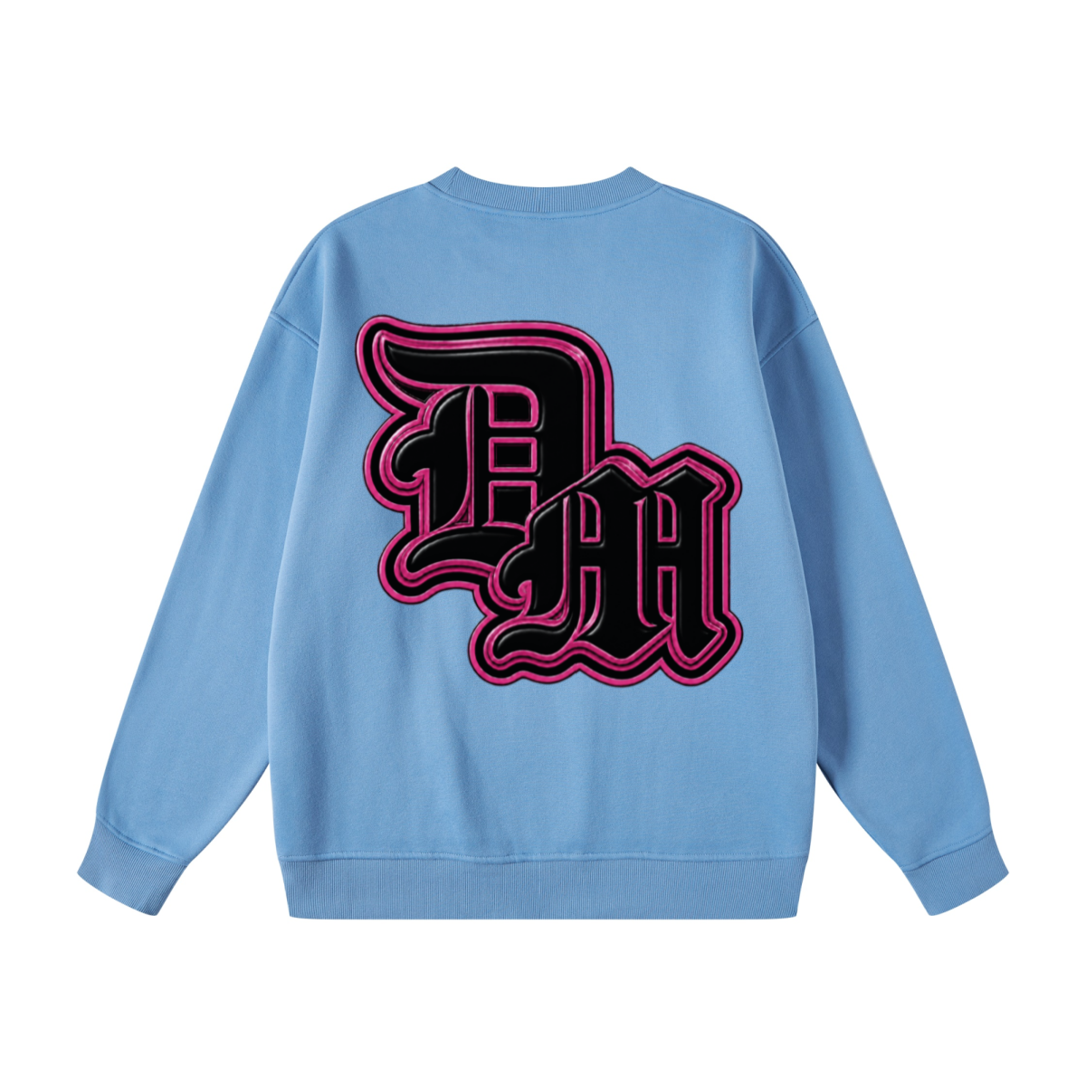345GSM Women's Fleece-Lined Solid-Color Crewneck Sweatshirt Blue