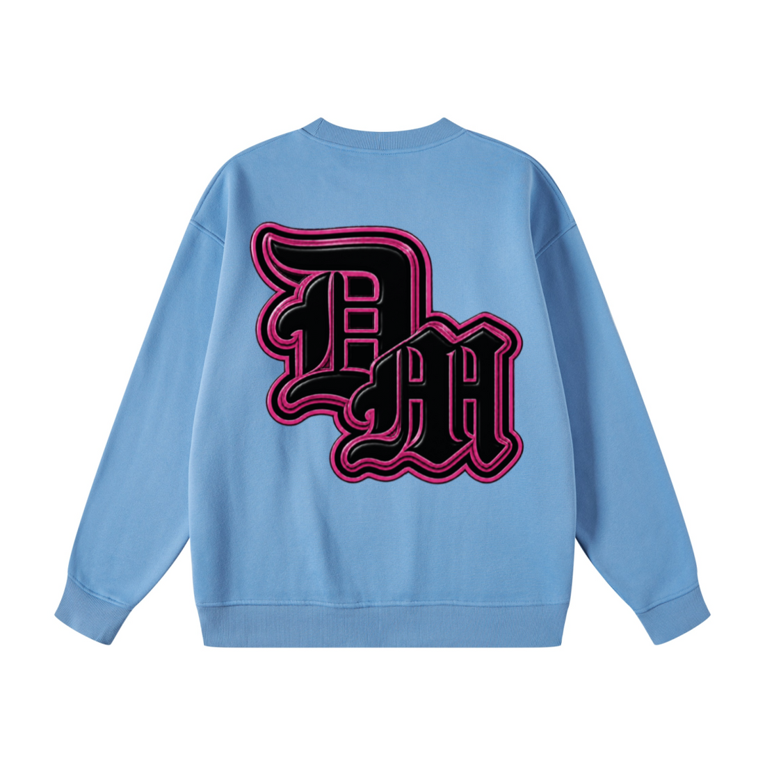 345GSM Women's Fleece-Lined Solid-Color Crewneck Sweatshirt Blue