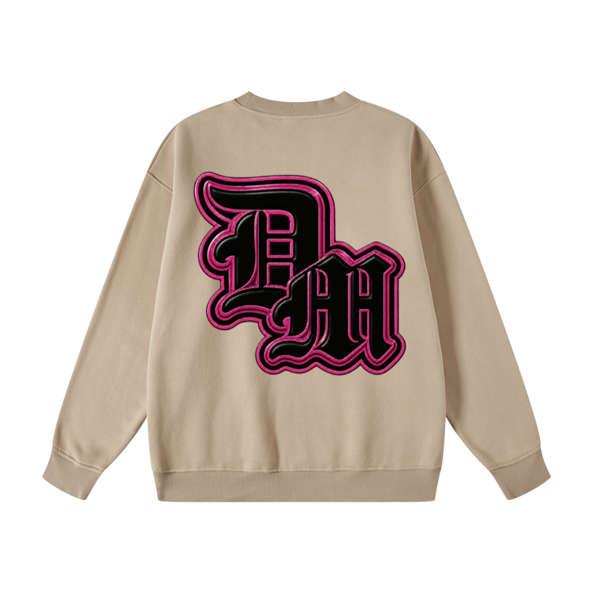 345GSM Women's Fleece-Lined Solid-Color Crewneck Sweatshirt khaki