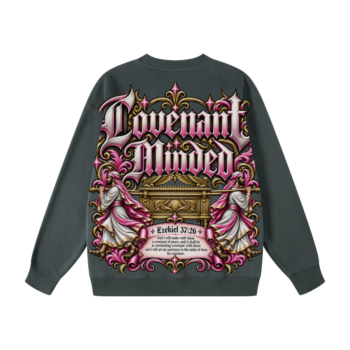 345GSM Women's Fleece-Lined Solid-Color Crewneck Sweatshirt Dark Gray
