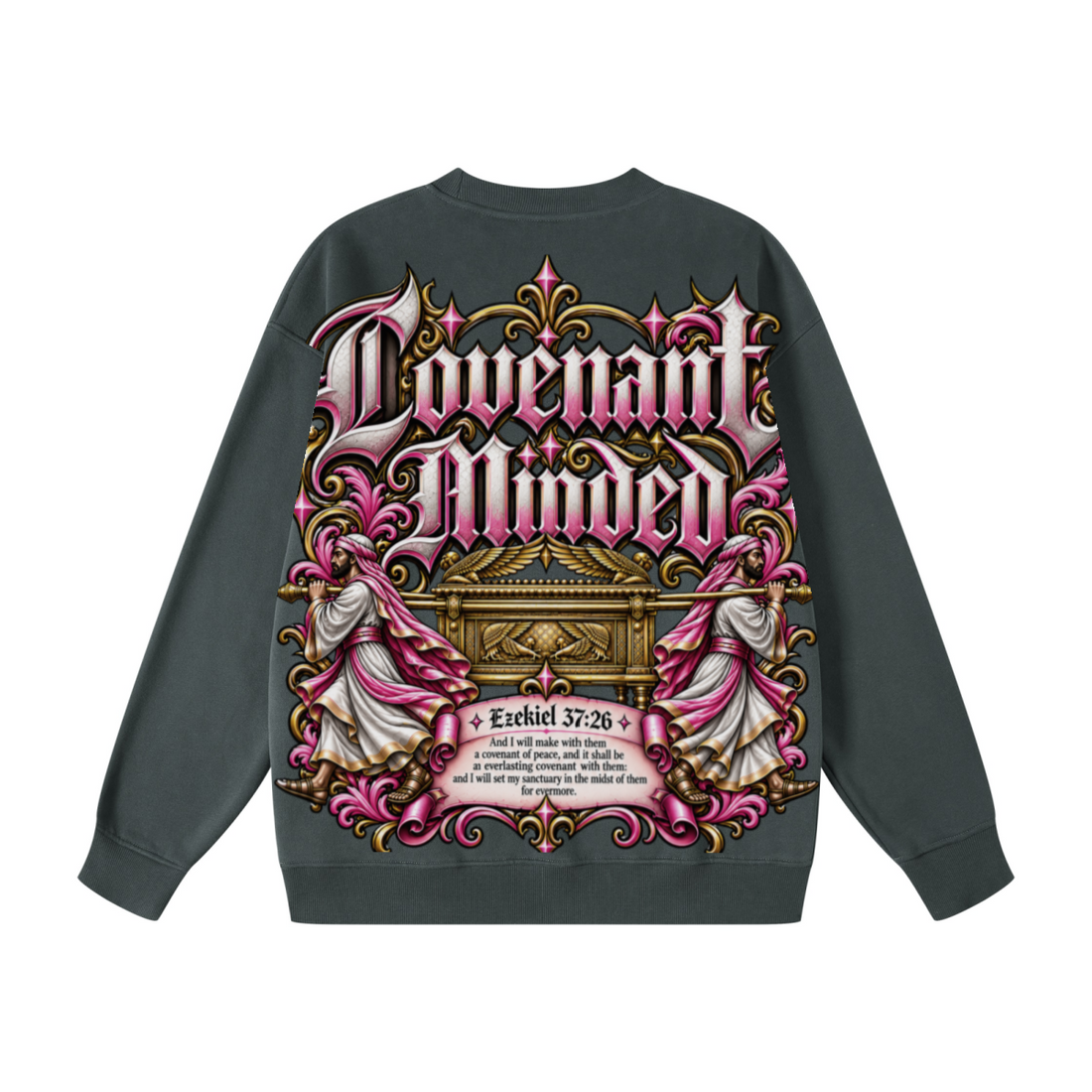345GSM Women's Fleece-Lined Solid-Color Crewneck Sweatshirt Dark Gray
