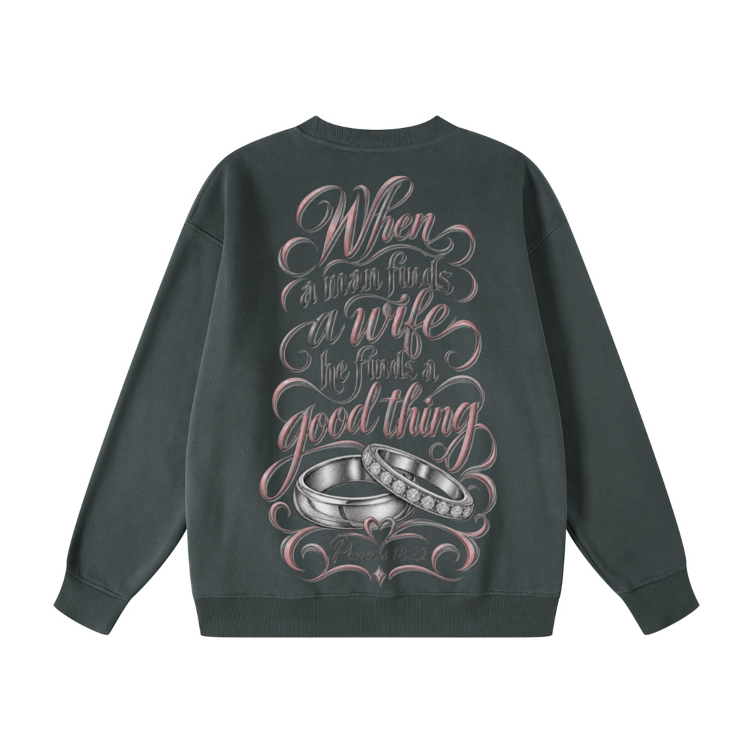 345GSM Women's Fleece-Lined Solid-Color Crewneck Sweatshirt Dark Gray