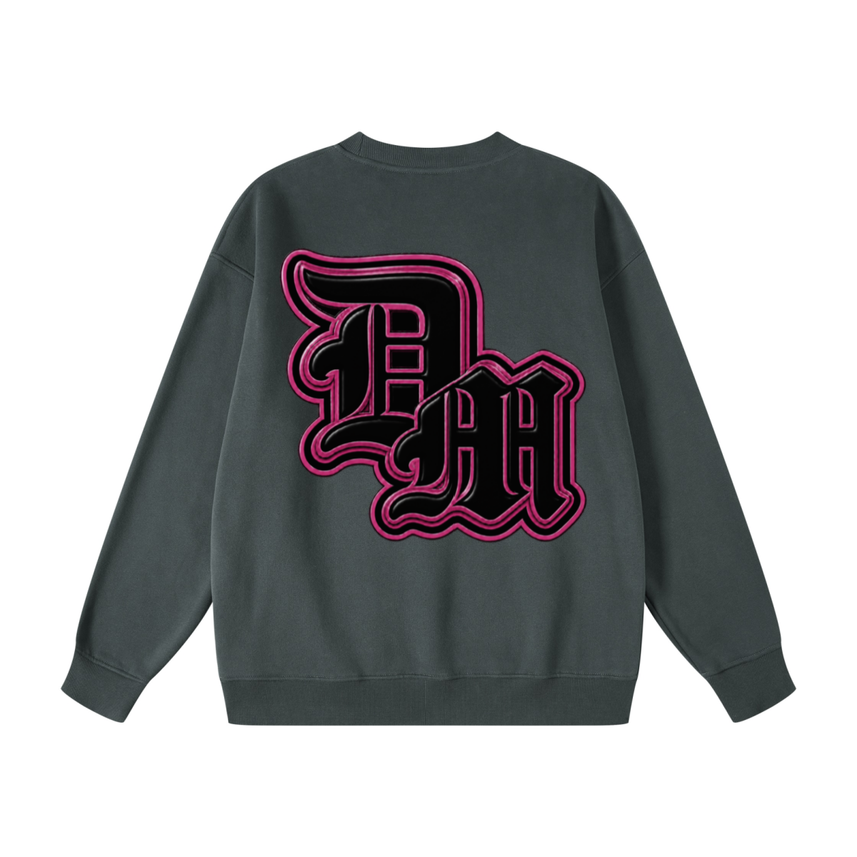 345GSM Women's Fleece-Lined Solid-Color Crewneck Sweatshirt Dark Gray