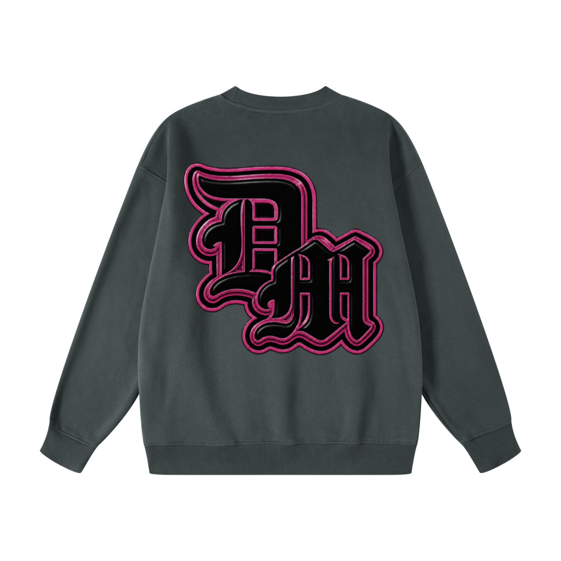 345GSM Women's Fleece-Lined Solid-Color Crewneck Sweatshirt Dark Gray