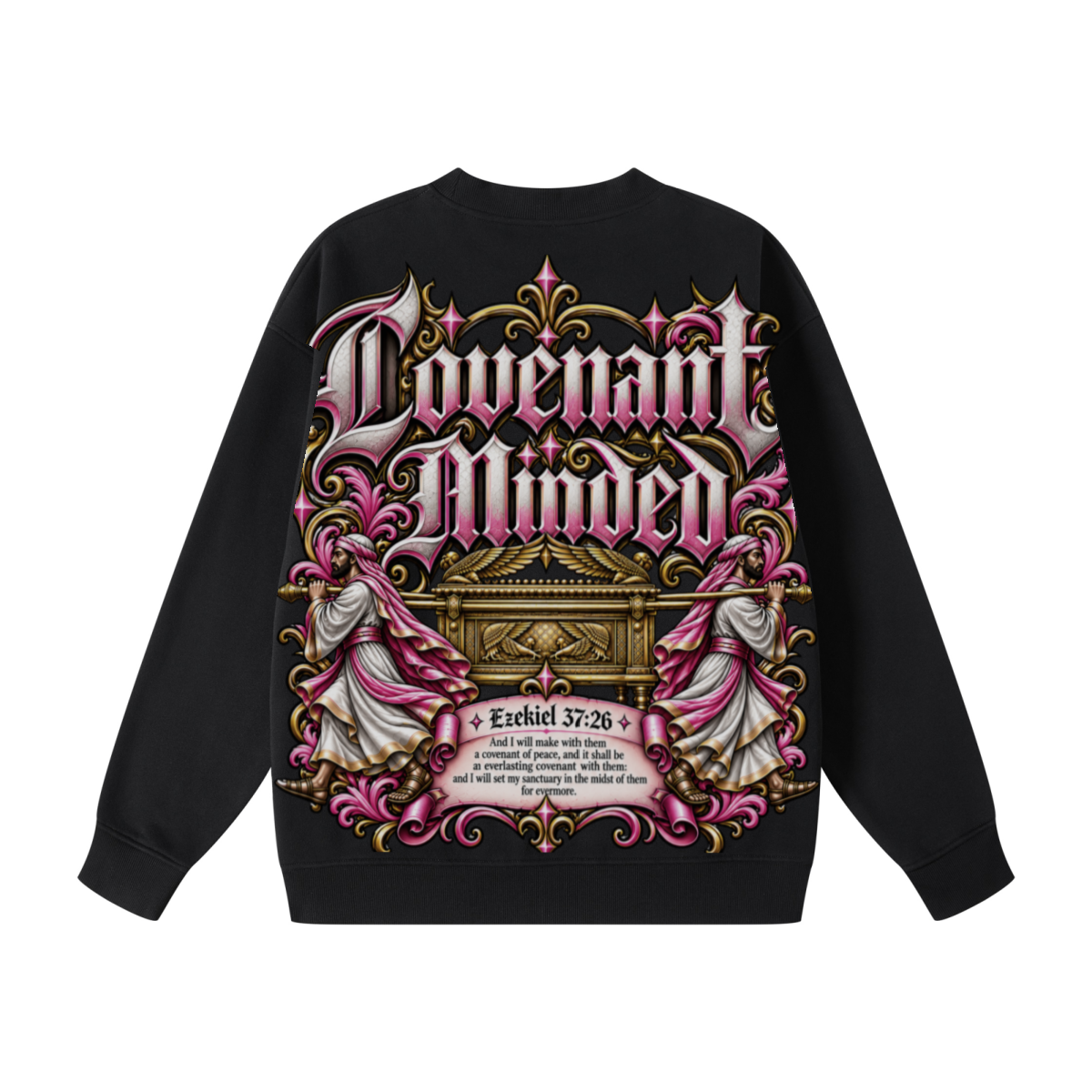 345GSM Women's Fleece-Lined Solid-Color Crewneck Sweatshirt Black
