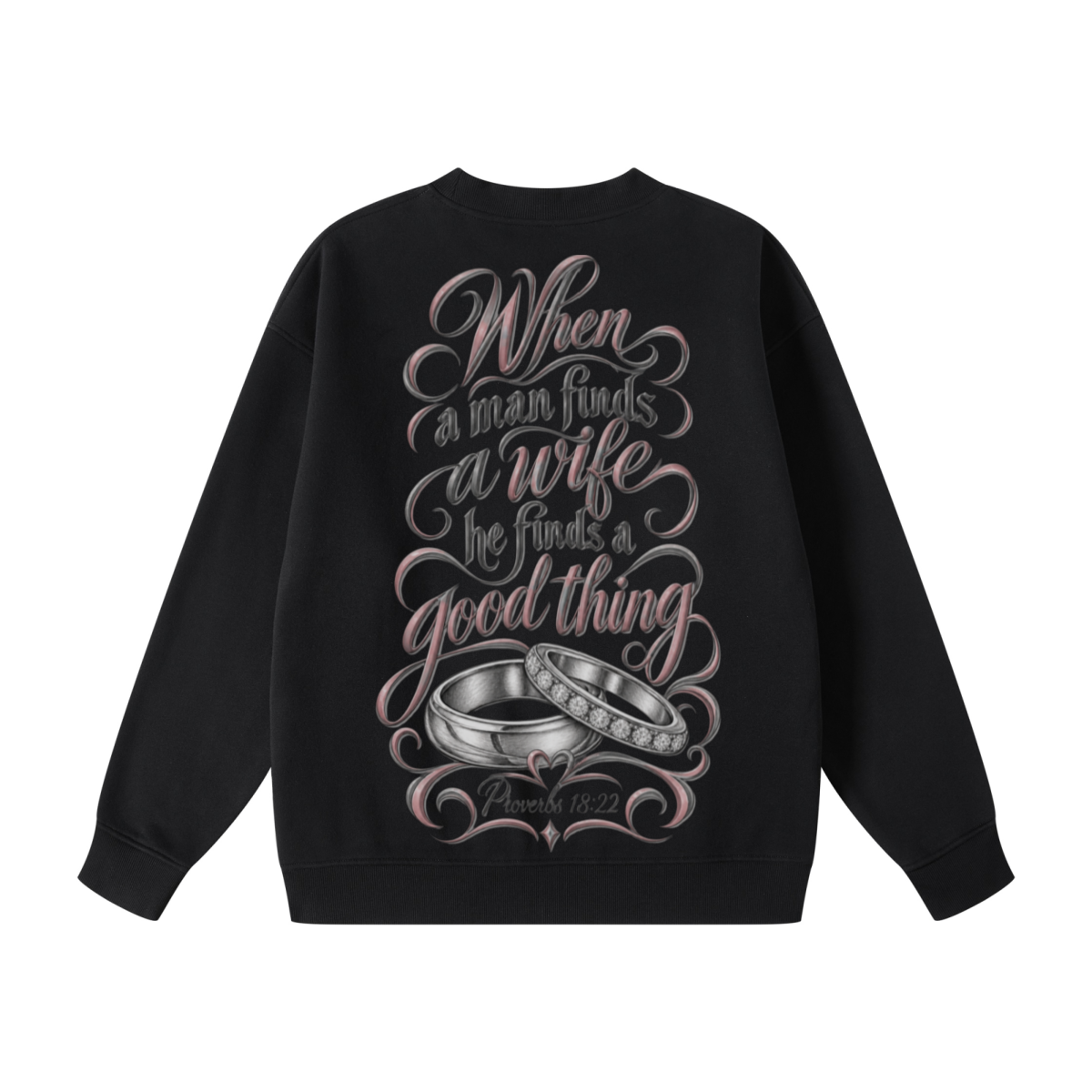 345GSM Women's Fleece-Lined Solid-Color Crewneck Sweatshirt Black