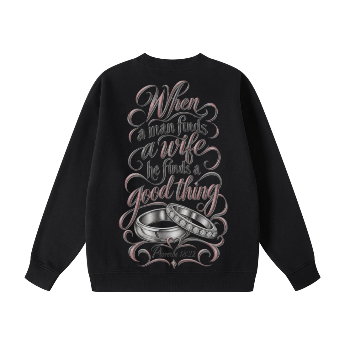 345GSM Women's Fleece-Lined Solid-Color Crewneck Sweatshirt Black