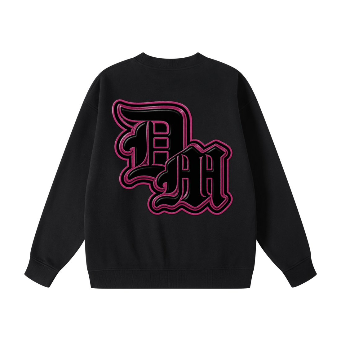 345GSM Women's Fleece-Lined Solid-Color Crewneck Sweatshirt Black