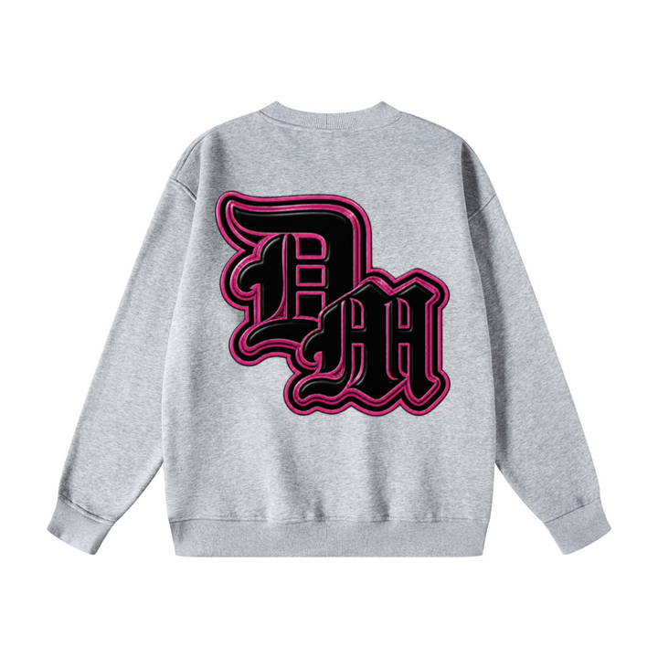 345GSM Women's Fleece-Lined Solid-Color Crewneck Sweatshirt Grey