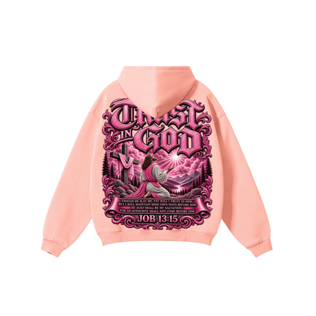 345GSM Women's Heavyweight Solid-Color Hoodie Pink