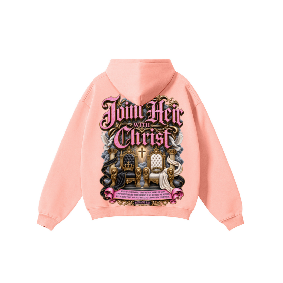 345GSM Women's Heavyweight Solid-Color Hoodie Pink