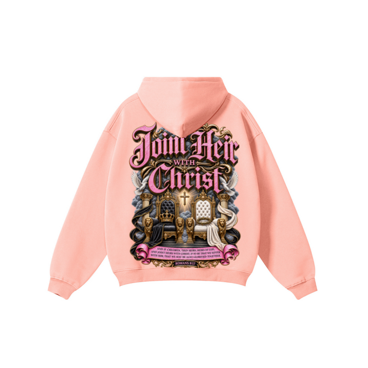 345GSM Women's Heavyweight Solid-Color Hoodie Pink