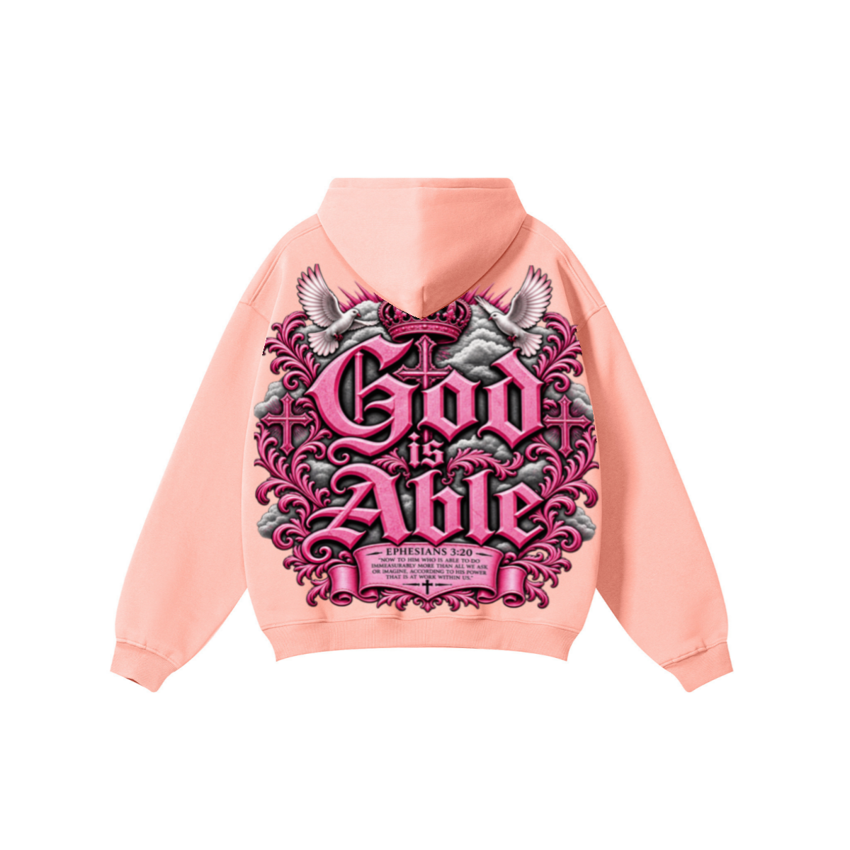 345GSM Women's Heavyweight Solid-Color Hoodie Pink