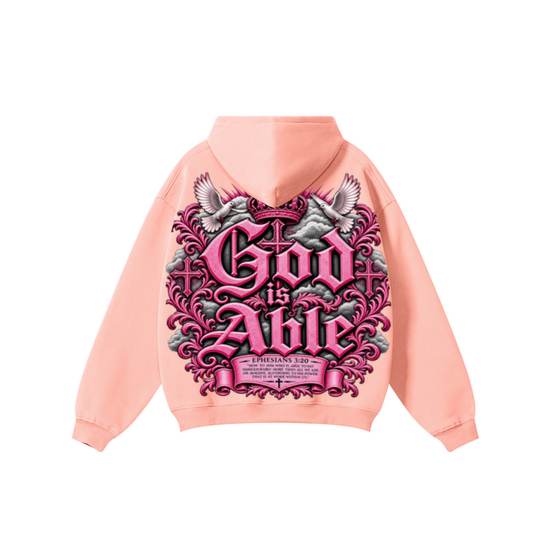 345GSM Women's Heavyweight Solid-Color Hoodie Pink