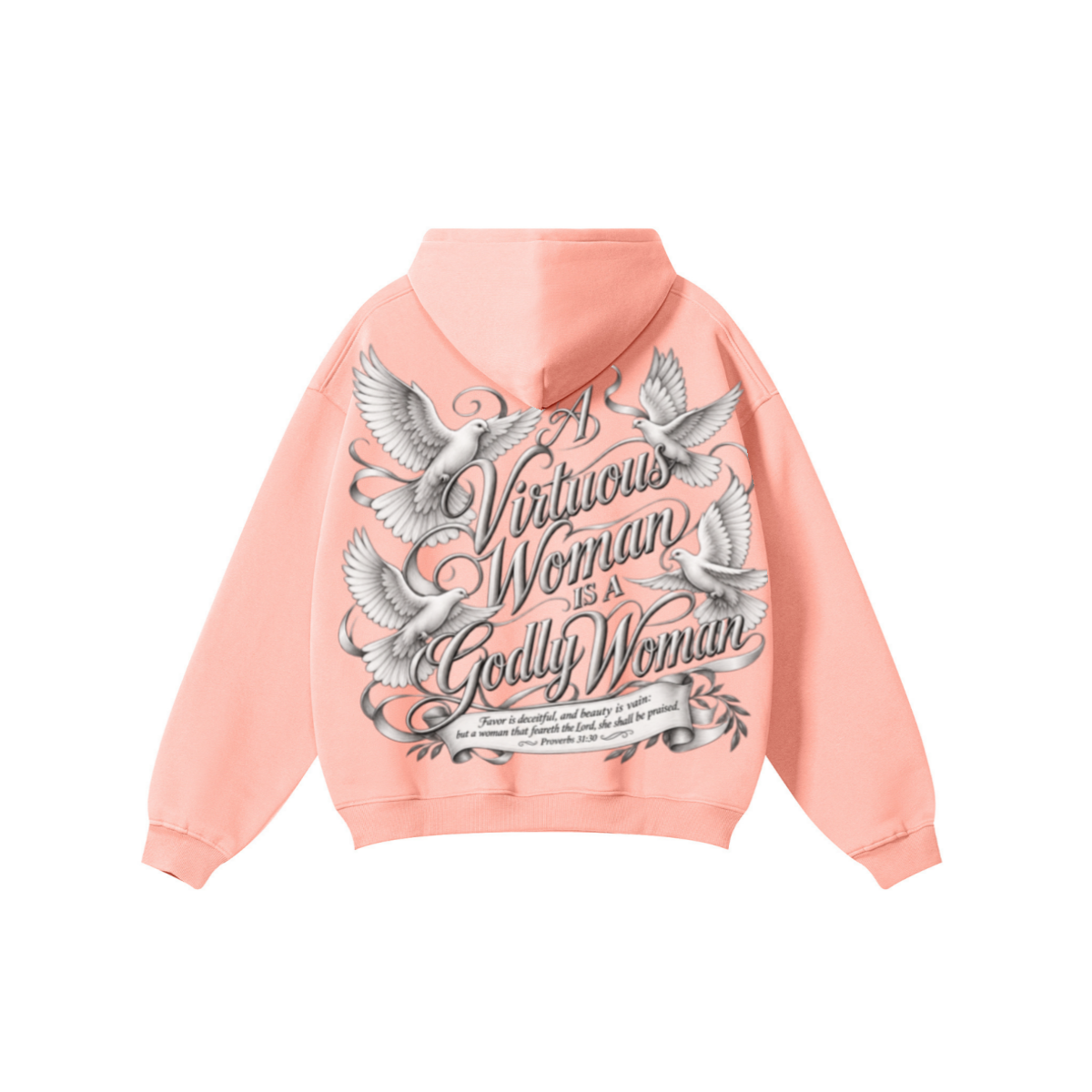 345GSM Women's Heavyweight Solid-Color Hoodie Pink