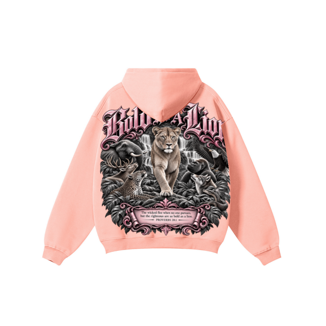 345GSM Women's Heavyweight Solid-Color Hoodie Pink