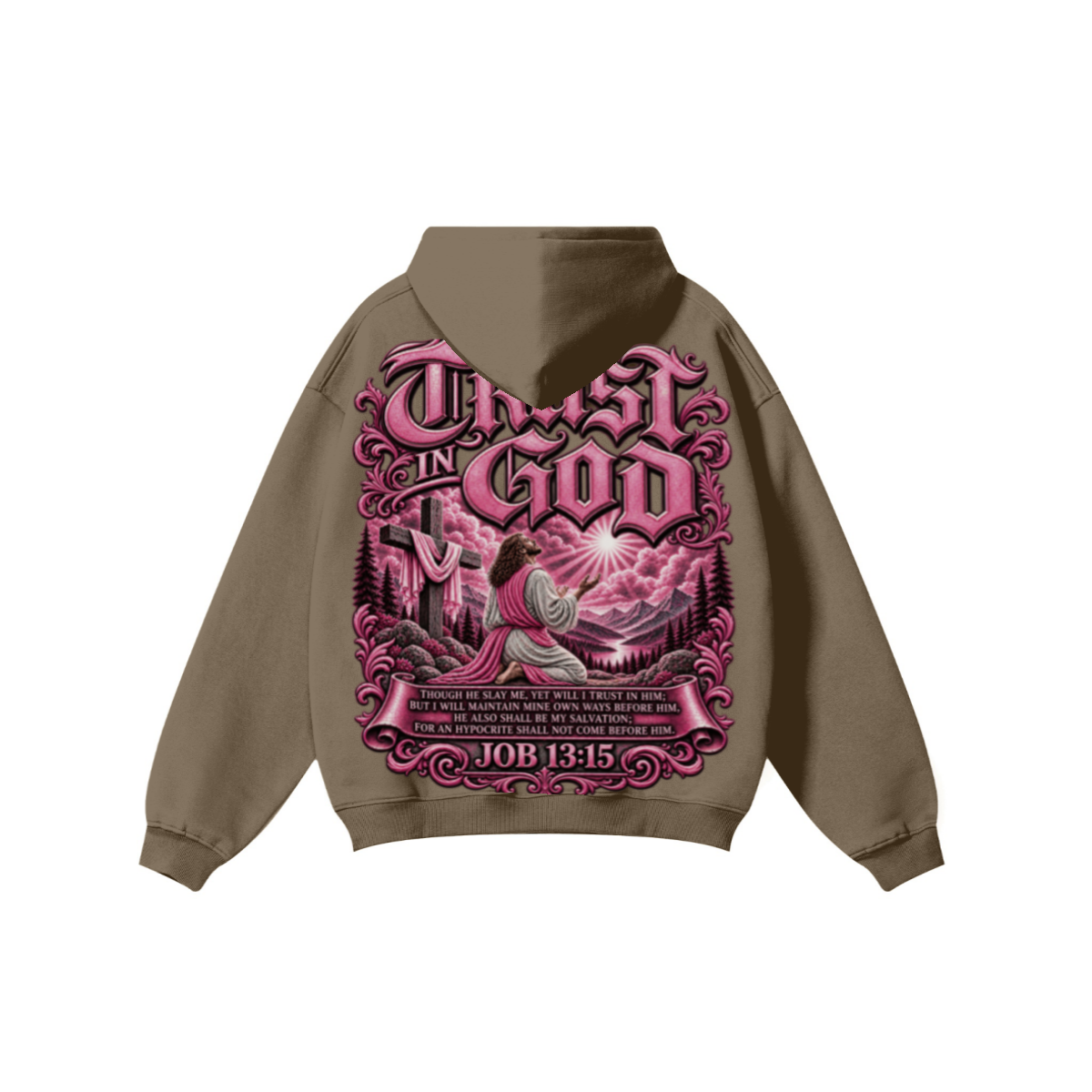 345GSM Women's Heavyweight Solid-Color Hoodie Brown