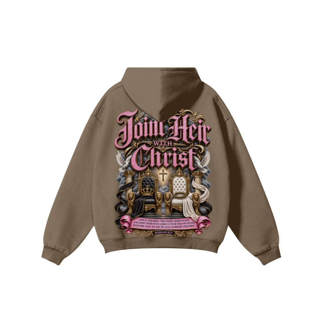 345GSM Women's Heavyweight Solid-Color Hoodie Brown
