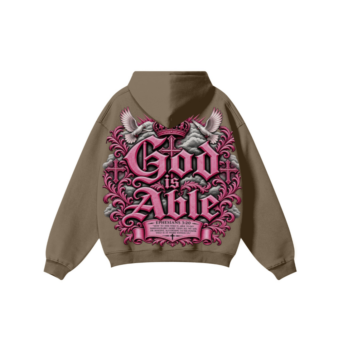 345GSM Women's Heavyweight Solid-Color Hoodie Brown