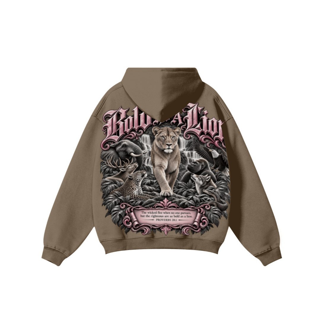 345GSM Women's Heavyweight Solid-Color Hoodie Brown